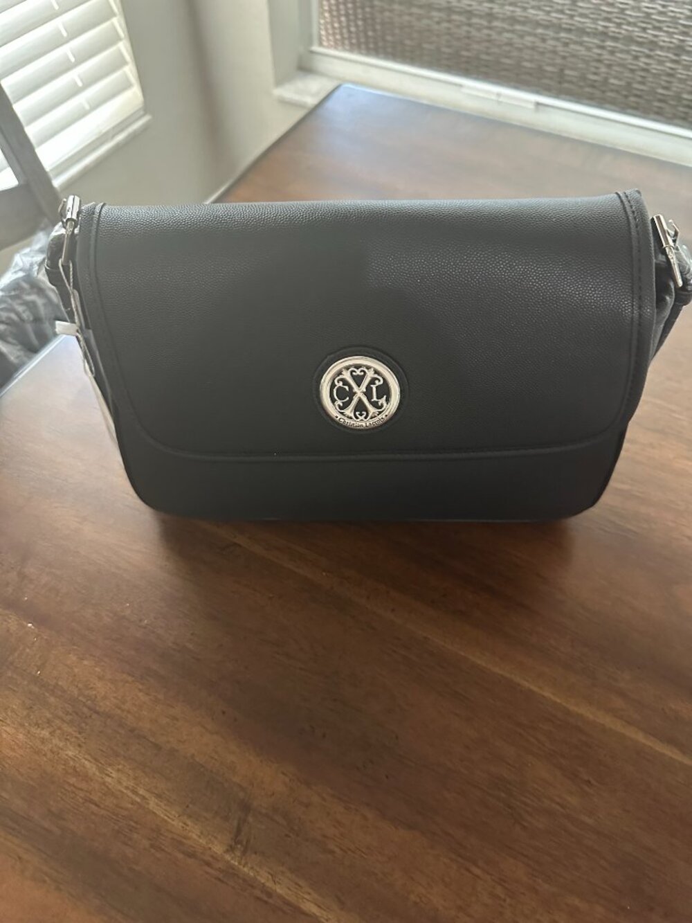 CXL by Christian Lacroix Black Crossbody Bag NWT Silver Logo - Picture 3 of 4